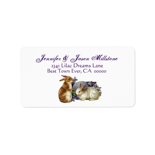 Vintage Easter Rabbits Address Label (Front)