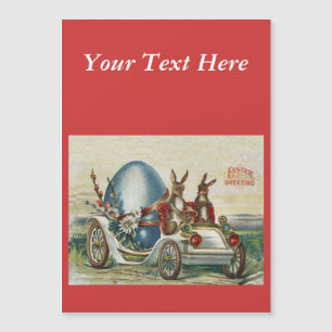 Vintage Easter Rabbits Flowers Car Egg