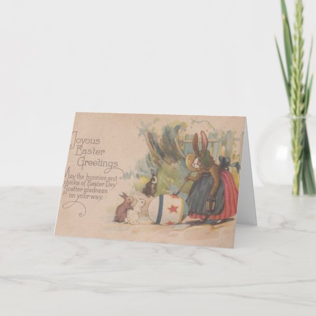 Vintage Easter Rabbits Holiday Card (Front)