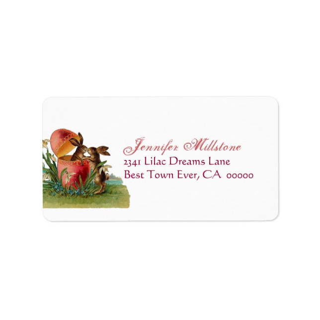 Vintage Easter Rabbits Kissing  Address Label (Front)
