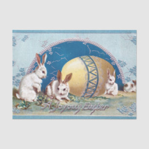 Vintage Easter Rabbits with a Large Gold Egg Tissue Paper