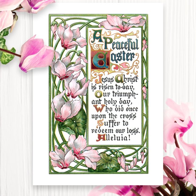 Vintage Easter Religious Hymn and Cyclamen Holiday Card (Creator Uploaded)