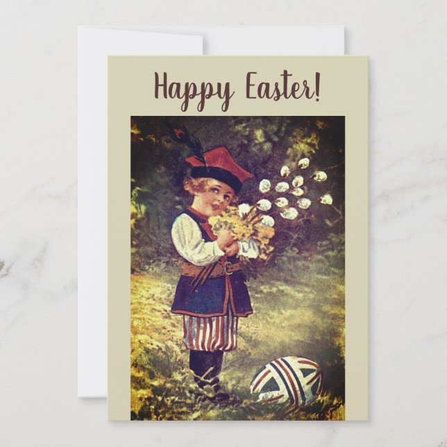 Vintage Easter Retro Floral Religious  Invitation (Front)
