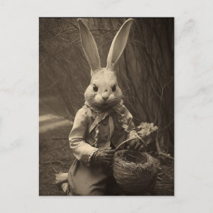 Vintage Easter Scary Bunny  Postcard