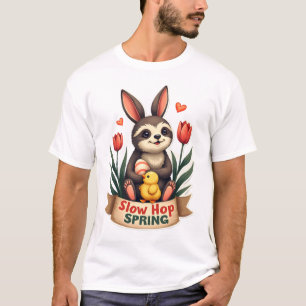 Vintage Easter Sloth Bunny Spring Flowers Shirt 2