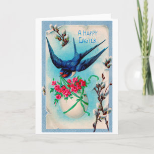 Vintage Easter Swarrow Egg Flower Card