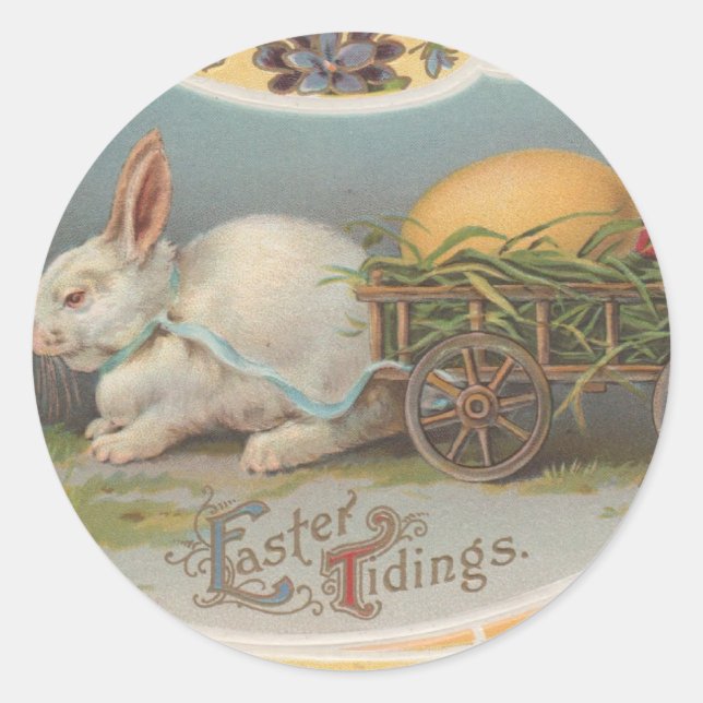 Vintage Easter Tidings Classic Round Sticker (Front)