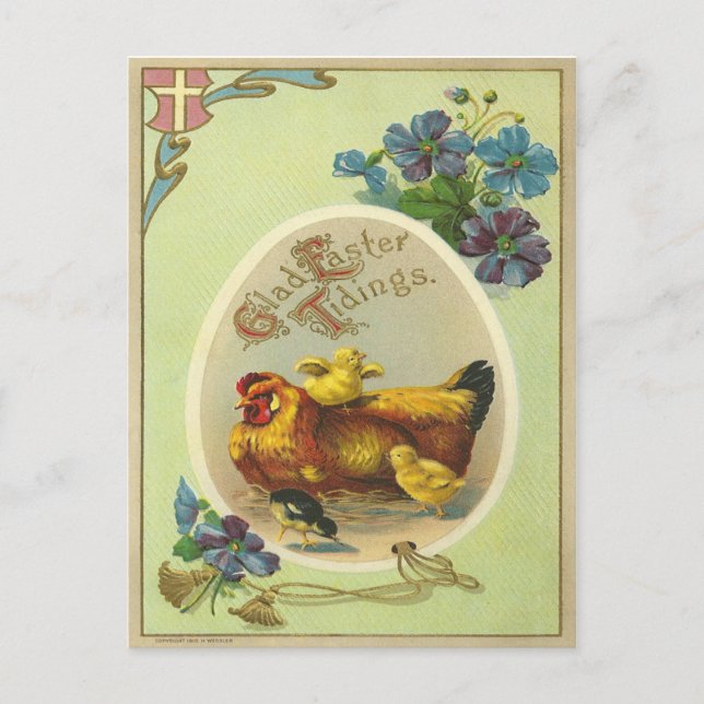 Vintage Easter Tidings Holiday Postcard (Front)