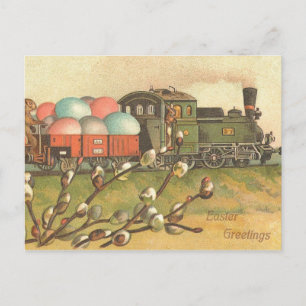 Vintage Easter Train Postcard