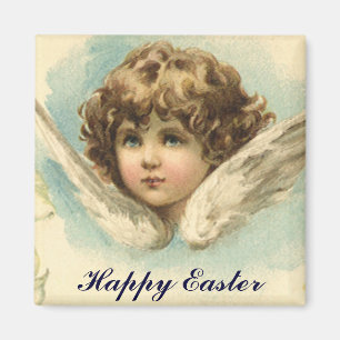 Vintage Easter, Victorian Angel with Lily Flowers Magnet