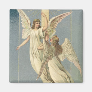 Vintage Easter, Victorian Angels with a Cross Magnet