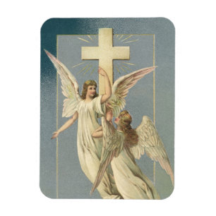 Vintage Easter, Victorian Angels with a Cross Magnet
