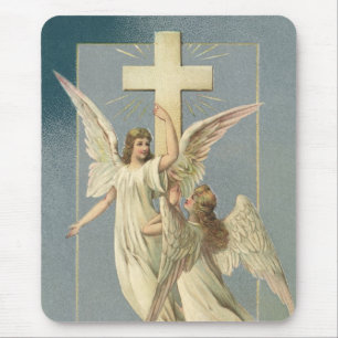 Vintage Easter, Victorian Angels with a Cross Mouse Mat