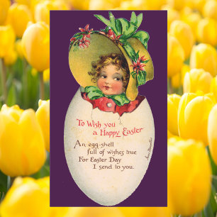 Vintage Easter, Victorian Child in an Egg Rectangular Sticker