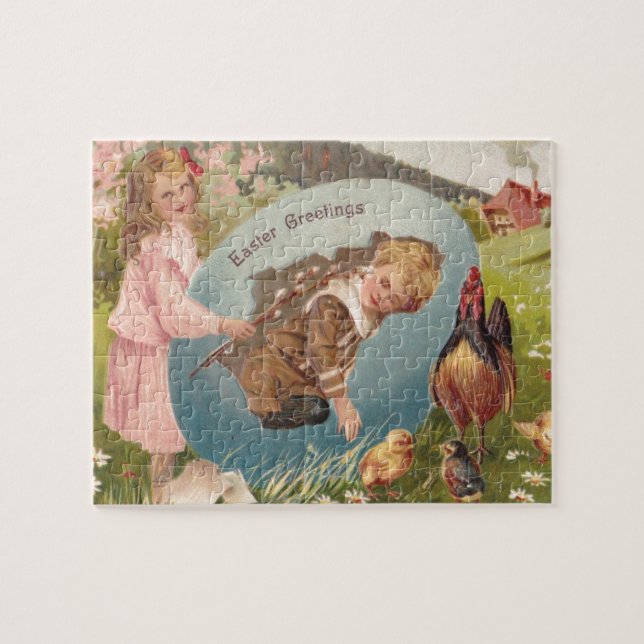 Vintage Easter Victorian Girl & Boy Jigsaw Puzzle (Horizontal)