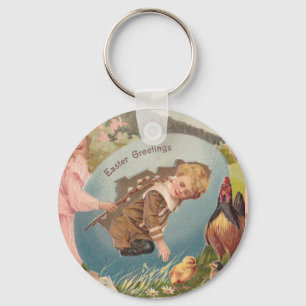 Vintage Easter Victorian Girl & Boy Key Ring