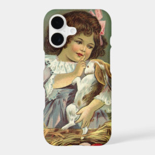 Vintage Easter, Victorian Girl Bunny Rabbit Eggs