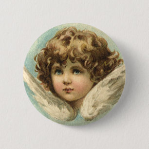 Vintage Easter, Victorian Lily Flowers and Angel 6 Cm Round Badge