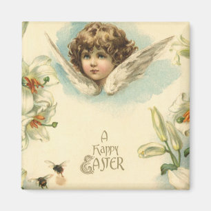 Vintage Easter, Victorian Lily Flowers and Angel Magnet