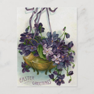 Vintage Easter Violets Holiday Postcard