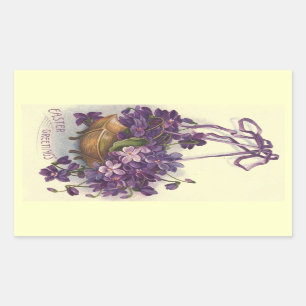Vintage Easter Violets Rectangular Sticker