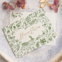 Vintage Easter Watercolor Flat Holiday Card