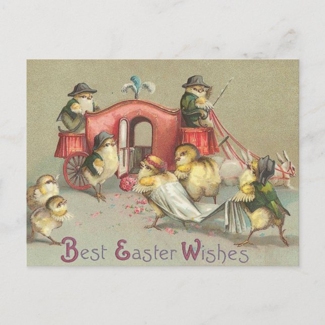 Vintage Easter Wedding - Carriage Holiday Postcard (Front)