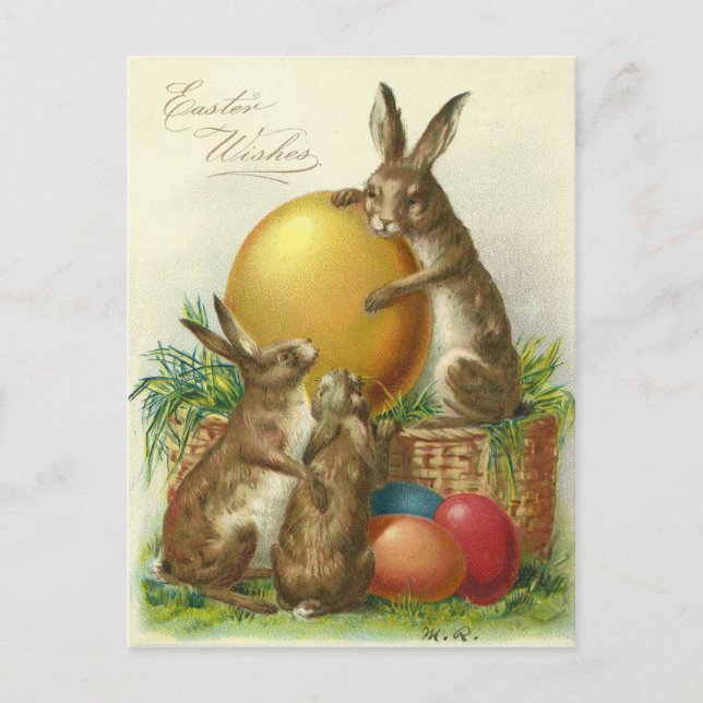 Vintage Easter Wishes 1906 Holiday Postcard (Front)