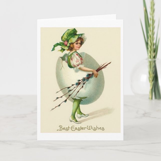 Vintage Easter Wishes!  Victorian Easter Card (Front)
