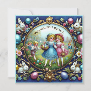 Vintage Easter ~WISHING YOU PEACE ~ Children ~ Holiday Card