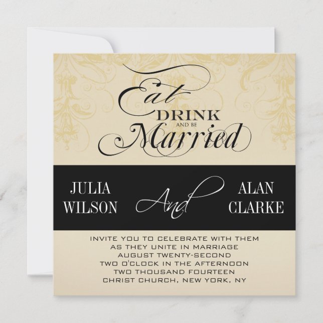 Vintage Eat, Drink and Be Married Wedding Invite (Front)