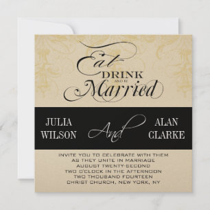 Vintage Eat, Drink and Be Married Wedding Invite