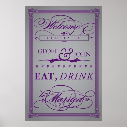 Vintage "Eat, Drink, Be Married" Cocktails Poster