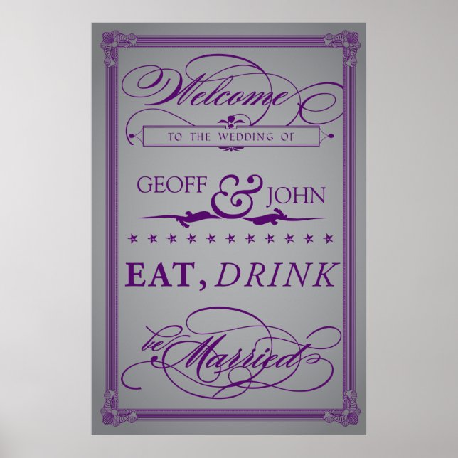 Vintage "Eat, Drink, Be Married" Wedding Poster (Front)