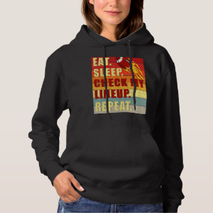 Vintage Eat Sleep Check My Lineup Repeat Fantasy F Hoodie