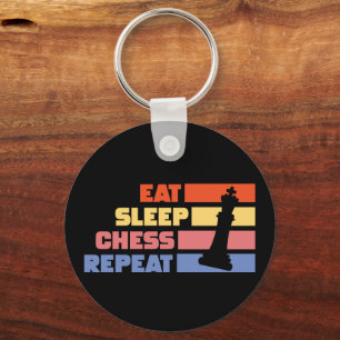 Vintage Eat sleep chess repeat Chess Piece Key Ring