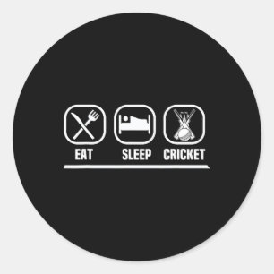 Vintage Eat Sleep Cricket Player Coach Field Game Classic Round Sticker