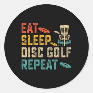Vintage Eat Sleep Disc Golf Repeat Player Golfer G Classic Round Sticker