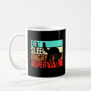 Vintage Eat Sleep Repeat Angry Cat  Coffee Mug