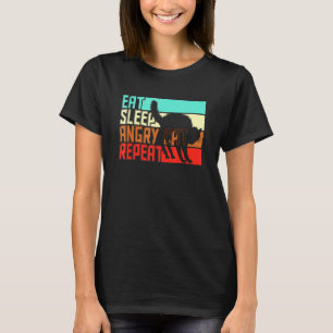 Vintage Eat Sleep Repeat Angry Cat T-Shirt