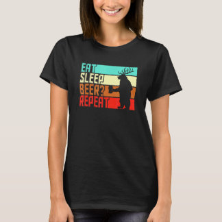 Vintage Eat Sleep Repeat Beer Bear And Deer T-Shirt