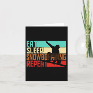 Vintage Eat Sleep Repeat Snowboarding Card