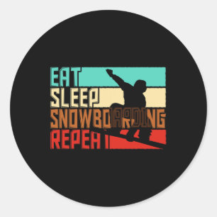 Vintage Eat Sleep Repeat Snowboarding Classic Round Sticker