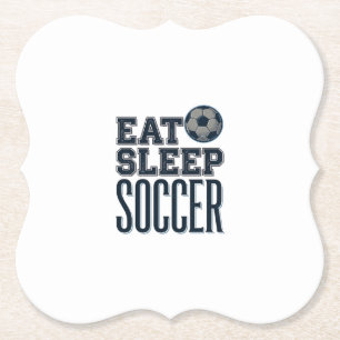 Vintage Eat Sleep Soccer Shirt Design (2)_1 Paper Coaster
