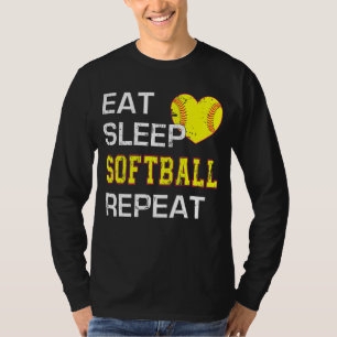 Vintage Eat Sleep Softball Repeat Cute Softball T-Shirt
