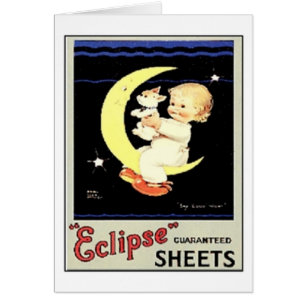 Vintage Eclipse Sheets, Child, Dog, Moon