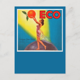 Vintage Eco Orange Label Postcard