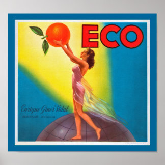 Vintage Eco Orange Label Poster