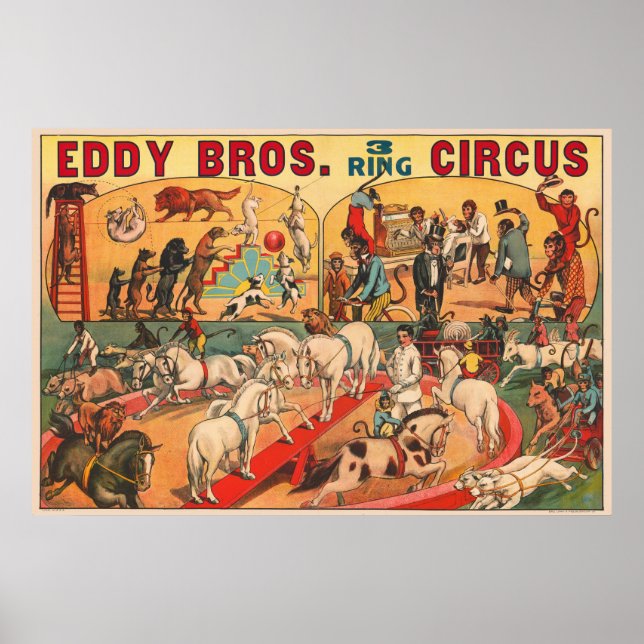 Vintage Eddy Brothers Circus Poster (Front)