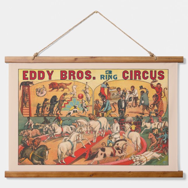 Vintage Eddy Brothers Circus Poster Hanging Tapestry (Front)